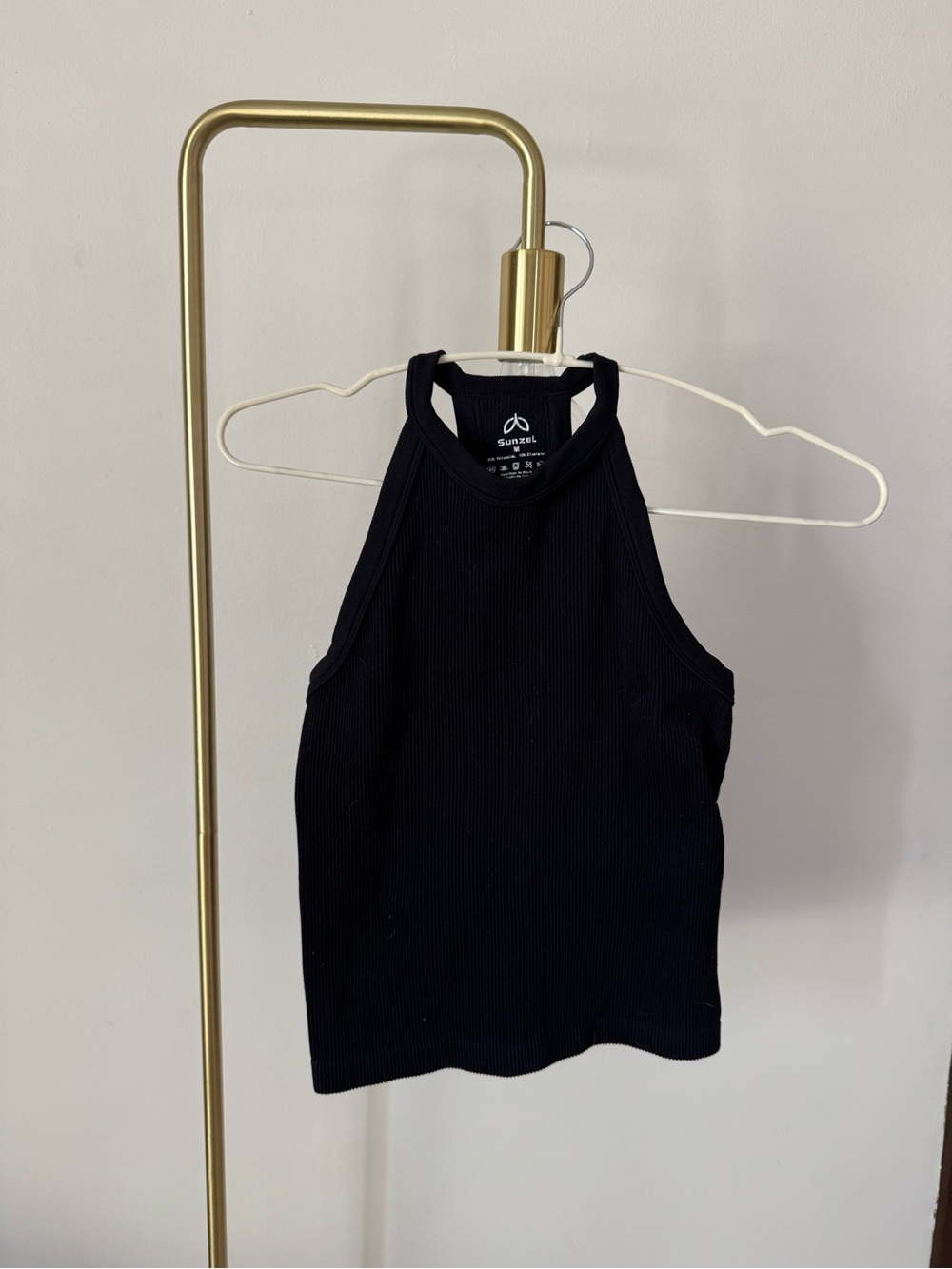 Black Ribbed High-Neck Tank Top - Picture 1 of 3
